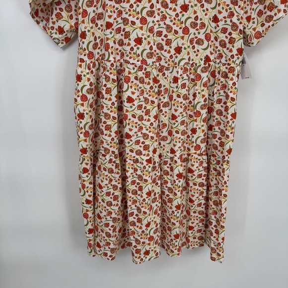Old Navy Babydoll Dress Womens Medium Whimsical Floral White Orange NEW - Picture 3 of 14